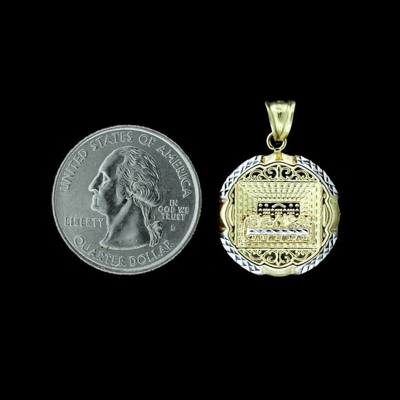 Real 10K Yellow Gold Diamond Cut Jesus Last Supper Charm Pendant - Picture 5 of 7